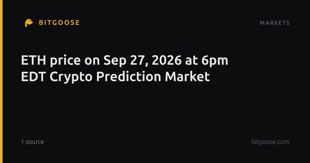 ETH price on Sep 27, 2026 at 6pm EDT Crypto Prediction Market