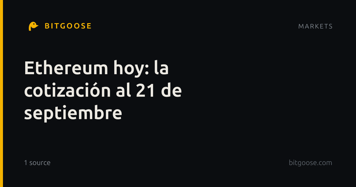 Ethereum hoy: la cotización al 21 de septiembre