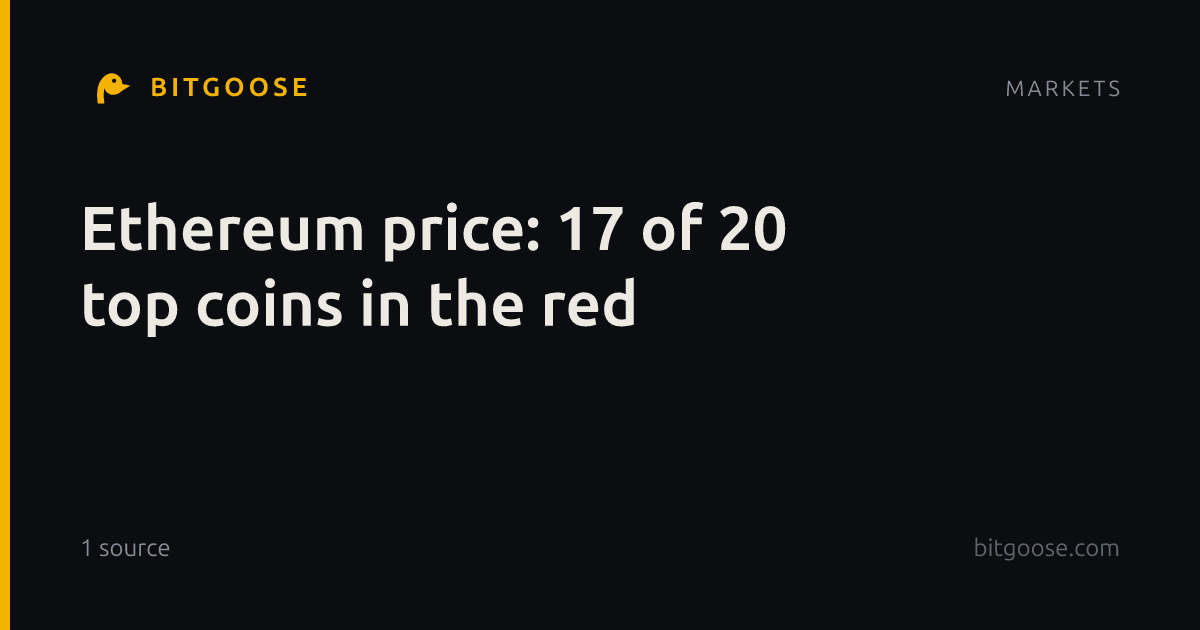 Ethereum price: 17 of 20 top coins in the red