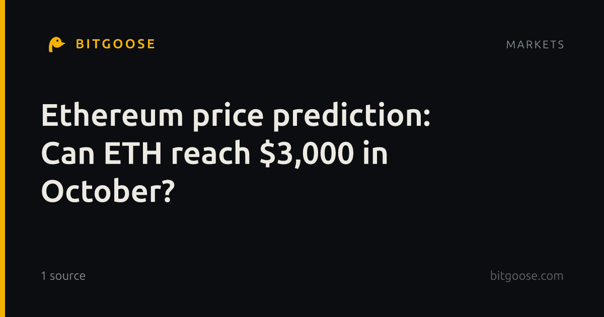 Ethereum price prediction: Can ETH reach $3,000 in October?
