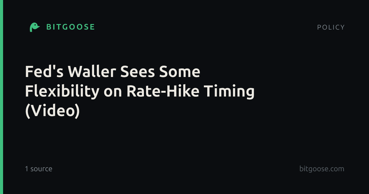 Fed's Waller Sees Some Flexibility on Rate-Hike Timing (Video)