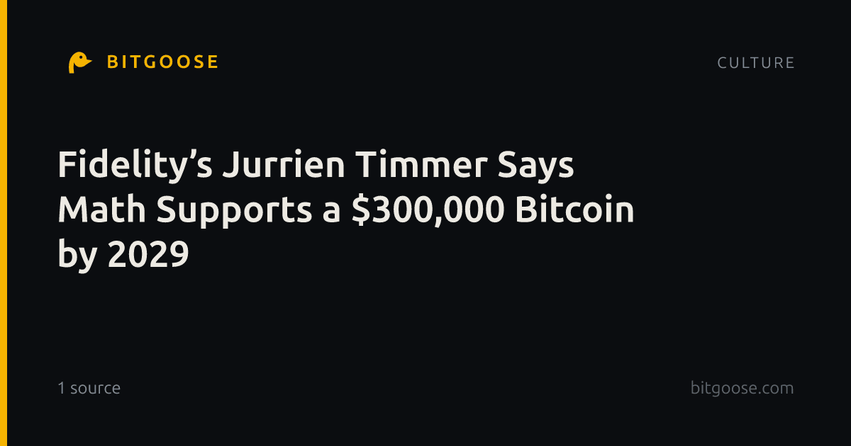 Fidelity’s Jurrien Timmer Says Math Supports a $300,000 Bitcoin by 2029