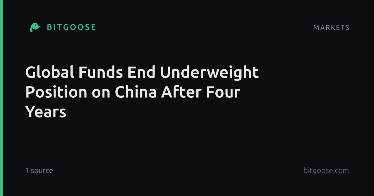 Global Funds End Underweight Position on China After Four Years