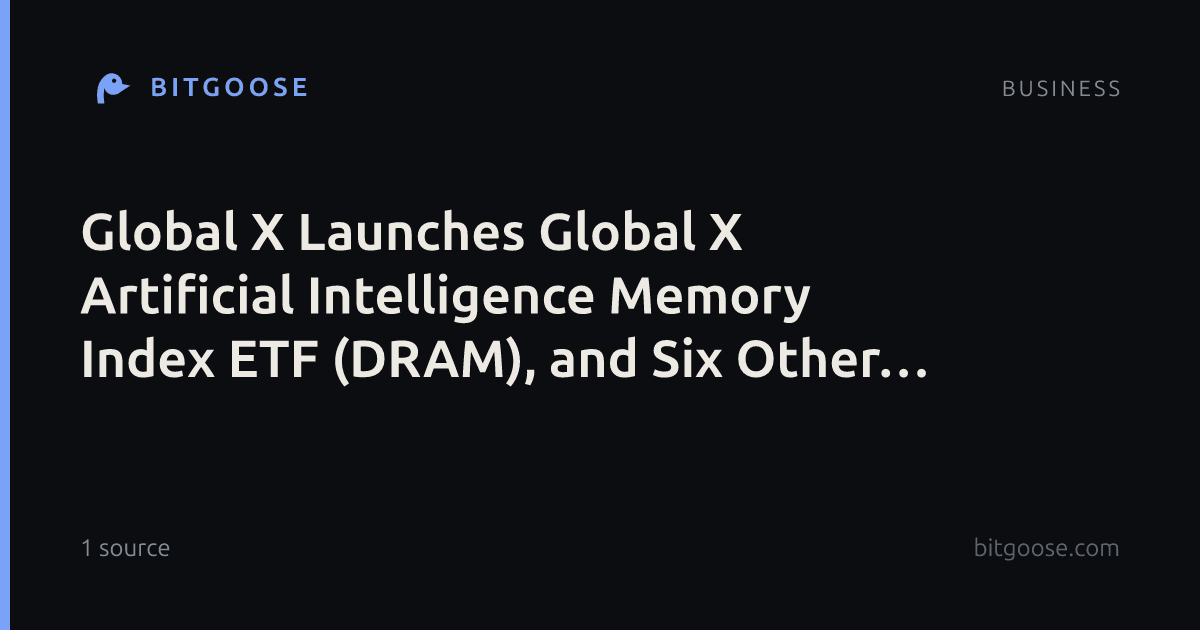 Global X Launches Global X Artificial Intelligence Memory Index ETF (DRAM), and Six Other ETFs