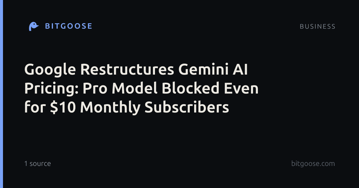 Google Restructures Gemini AI Pricing: Pro Model Blocked Even for $10 Monthly Subscribers