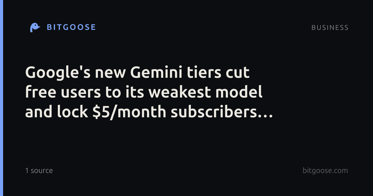 Google's new Gemini tiers cut free users to its weakest model and lock $5/month subscribers out of Pro