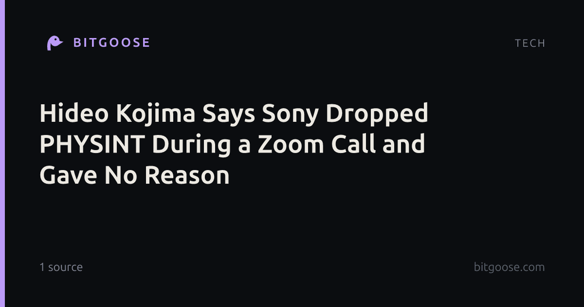 Hideo Kojima Says Sony Dropped PHYSINT During a Zoom Call and Gave No Reason