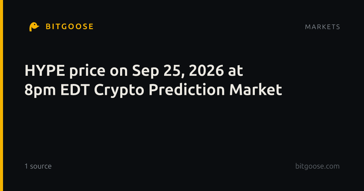 HYPE price on Sep 25, 2026 at 8pm EDT Crypto Prediction Market