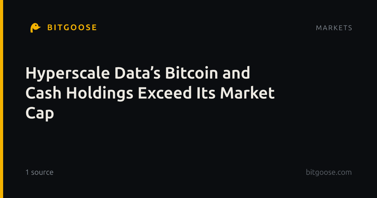 Hyperscale Data’s Bitcoin and Cash Holdings Exceed Its Market Cap