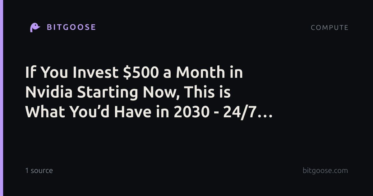 If You Invest $500 a Month in Nvidia Starting Now, This is What You’d Have in 2030 - 24/7 Wall St.