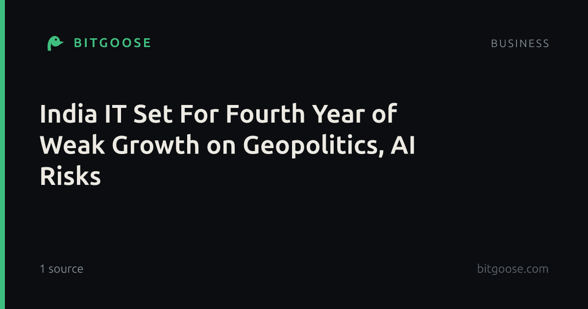 India IT Set For Fourth Year of Weak Growth on Geopolitics, AI Risks
