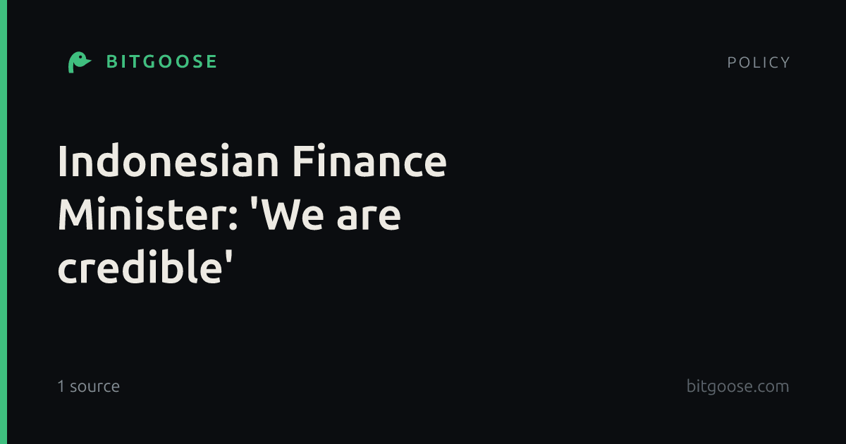 Indonesian Finance Minister: 'We are credible'