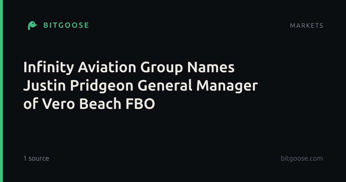 Infinity Aviation Group Names Justin Pridgeon General Manager of Vero Beach FBO