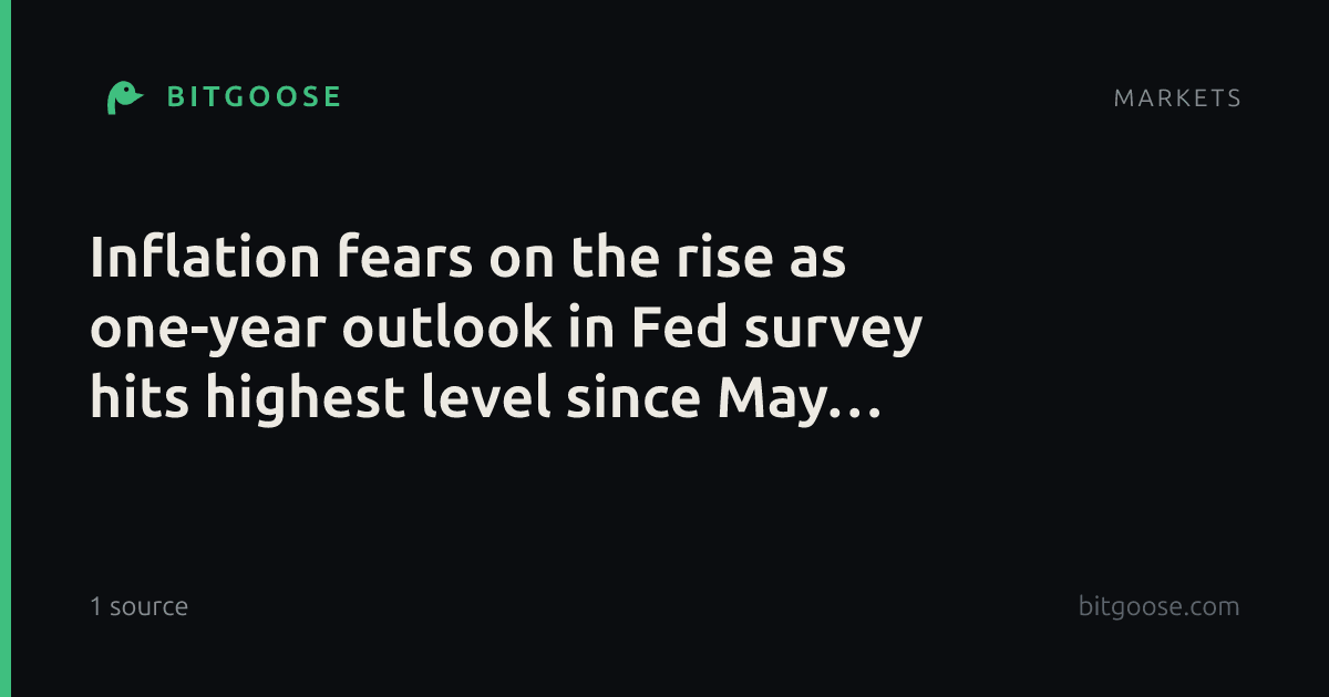 Inflation fears on the rise as one-year outlook in Fed survey hits highest level since May 2023