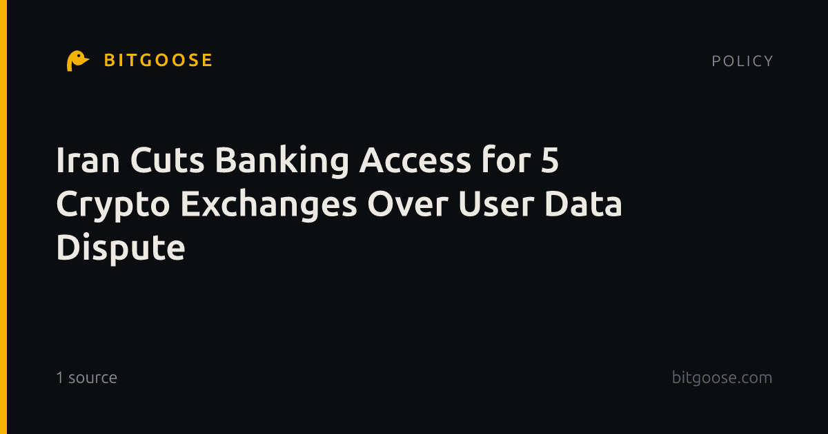 Iran Cuts Banking Access for 5 Crypto Exchanges Over User Data Dispute