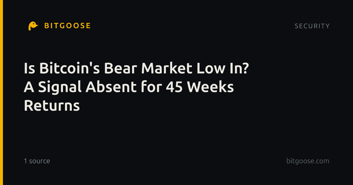 Is Bitcoin's Bear Market Low In? A Signal Absent for 45 Weeks Returns