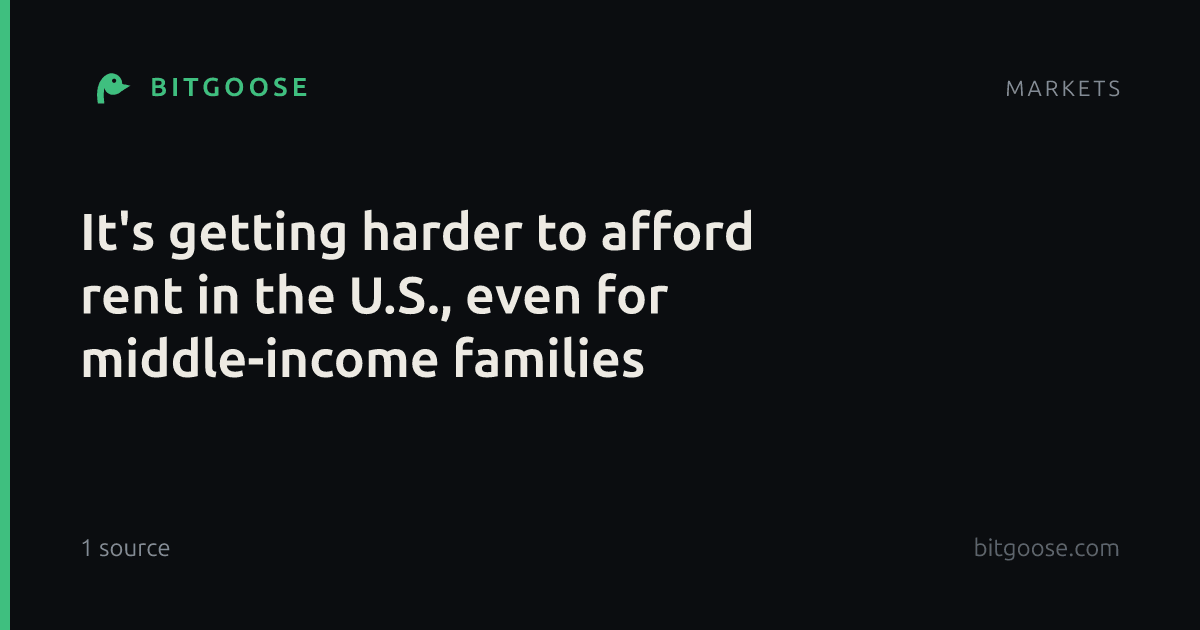 It's getting harder to afford rent in the U.S., even for middle-income families
