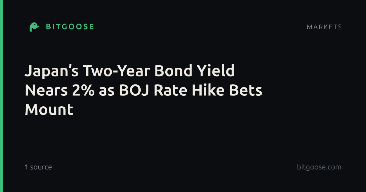 Japan’s Two-Year Bond Yield Nears 2% as BOJ Rate Hike Bets Mount