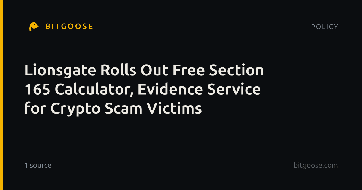 Lionsgate Rolls Out Free Section 165 Calculator, Evidence Service for Crypto Scam Victims