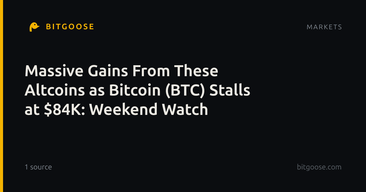 Massive Gains From These Altcoins as Bitcoin (BTC) Stalls at $84K: Weekend Watch