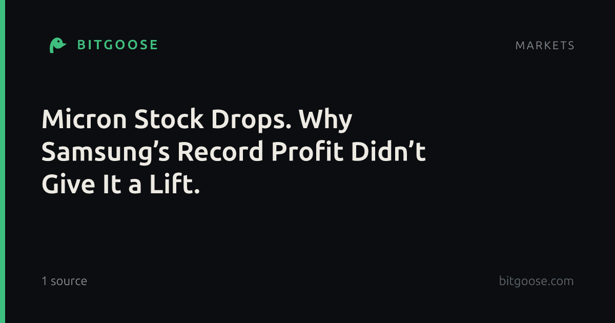 Micron Stock Drops. Why Samsung’s Record Profit Didn’t Give It a Lift.