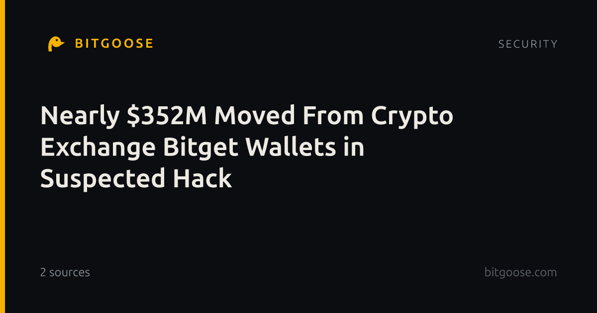 Nearly $352M Moved From Crypto Exchange Bitget Wallets in Suspected Hack