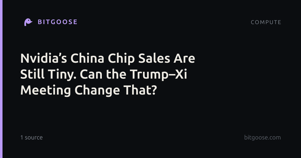 Nvidia’s China Chip Sales Are Still Tiny. Can the Trump–Xi Meeting Change That?