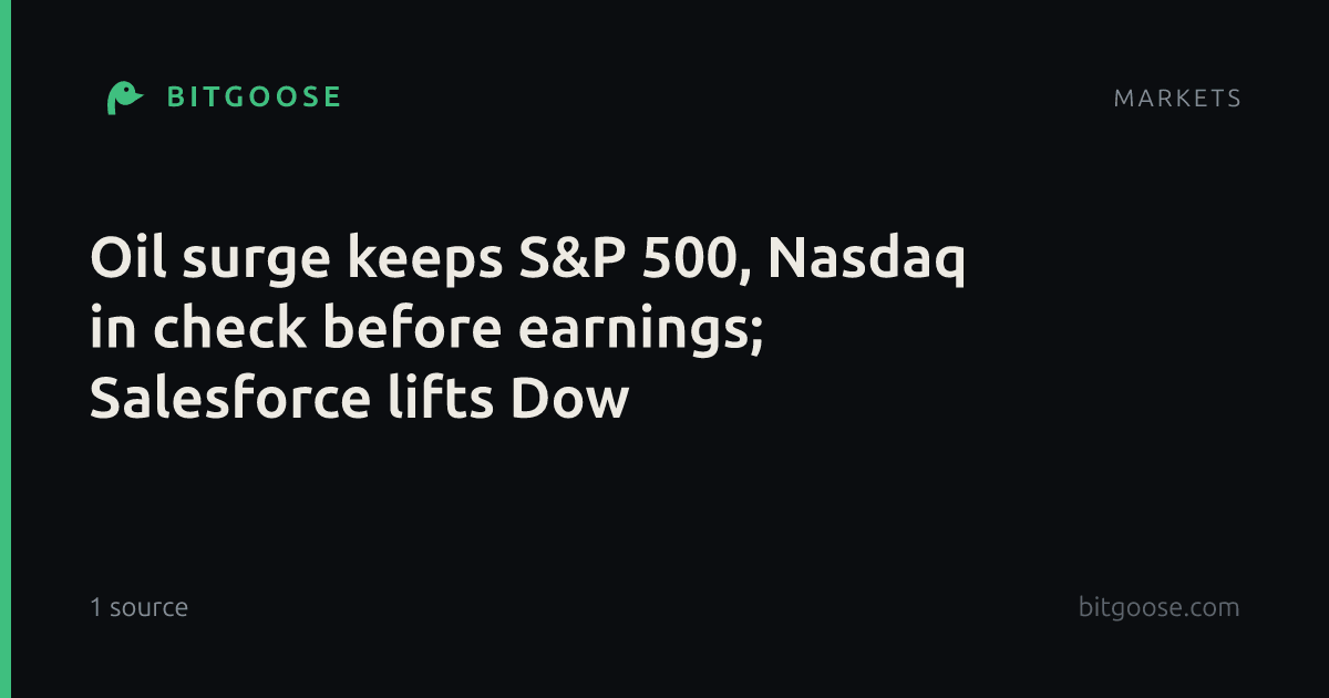 Oil surge keeps S&P 500, Nasdaq in check before earnings; Salesforce lifts Dow