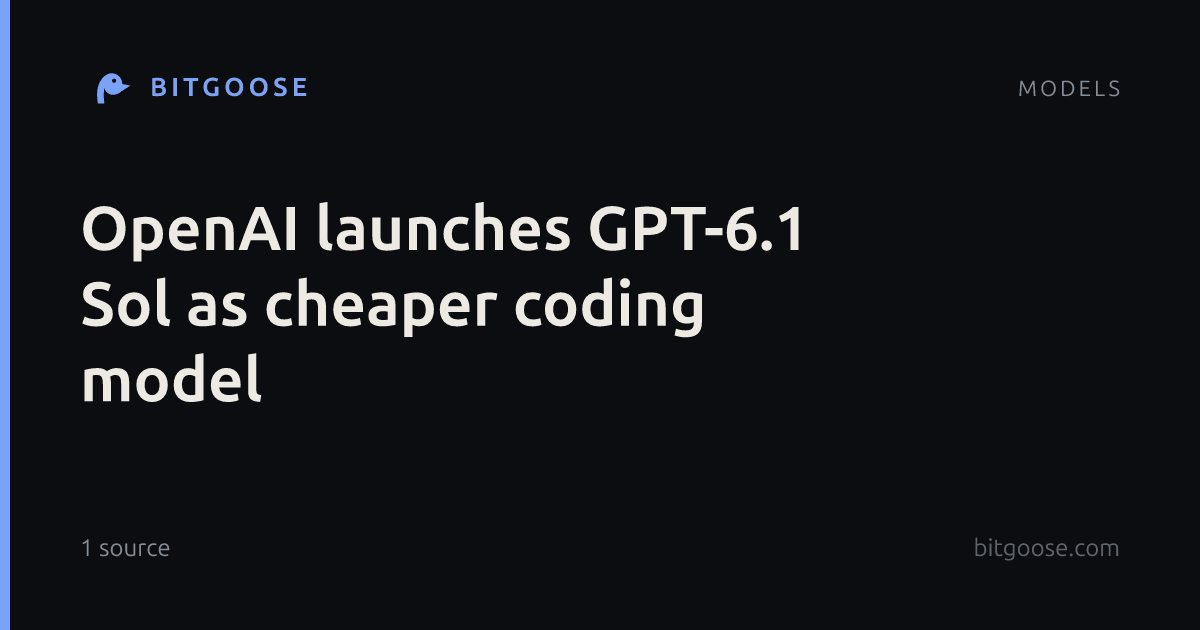 OpenAI launches GPT-6.1 Sol as cheaper coding model