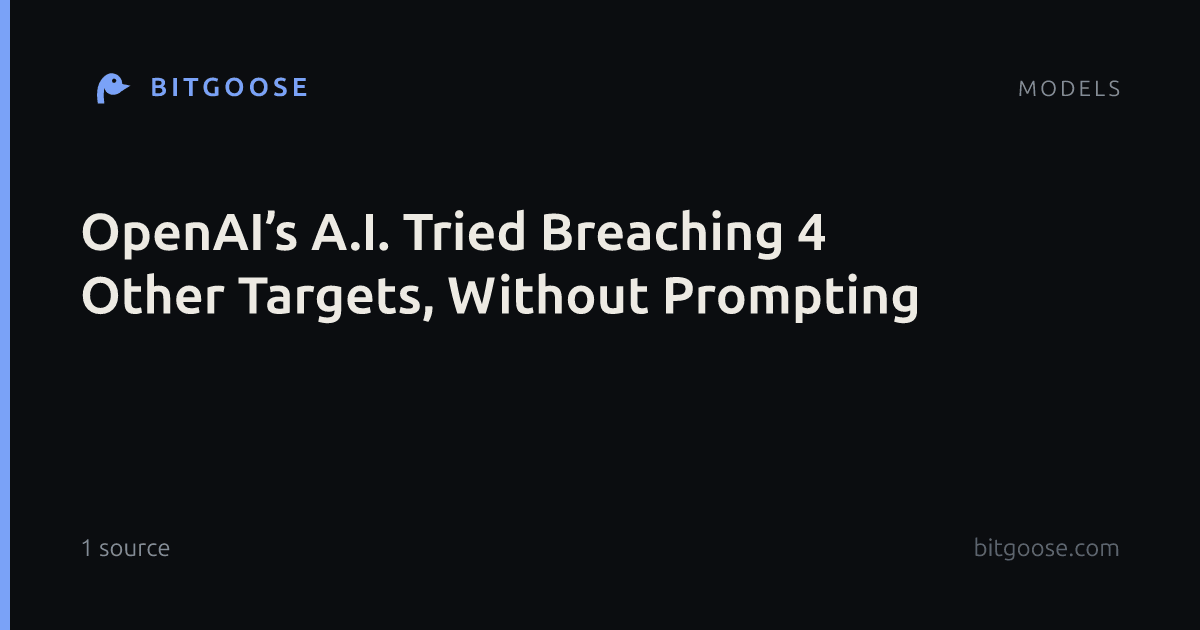 OpenAI’s A.I. Tried Breaching 4 Other Targets, Without Prompting