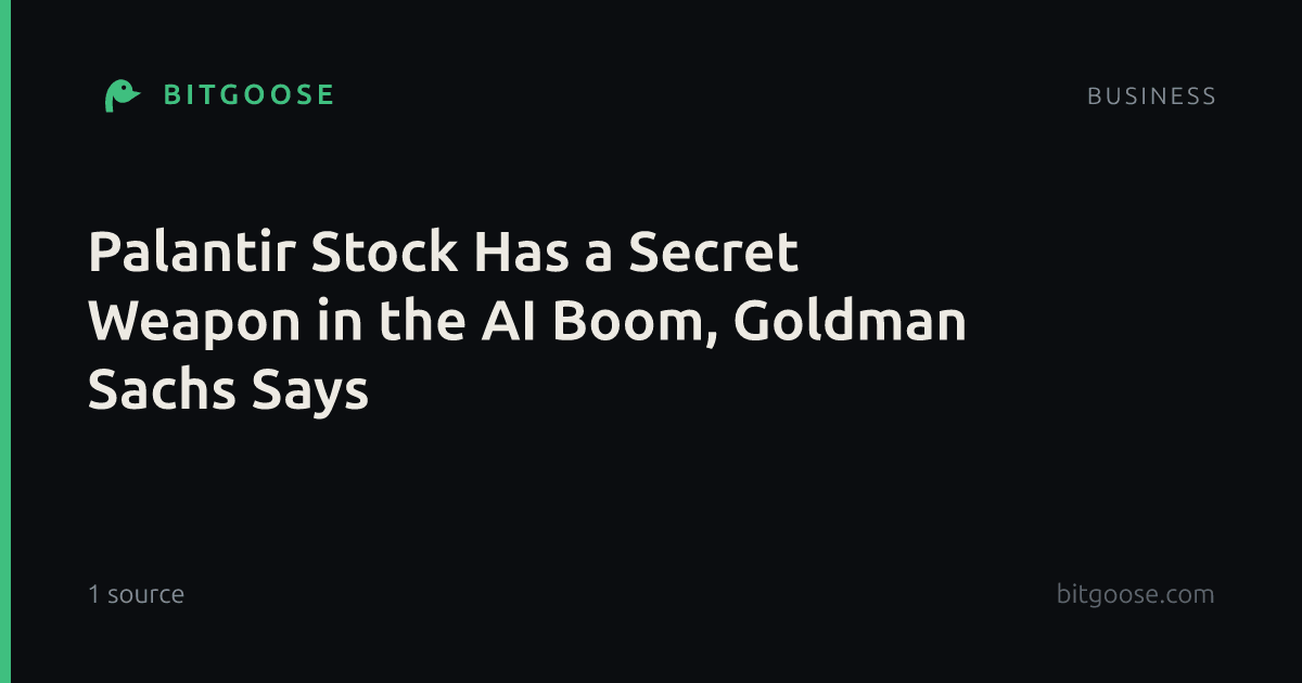 Palantir Stock Has a Secret Weapon in the AI Boom, Goldman Sachs Says