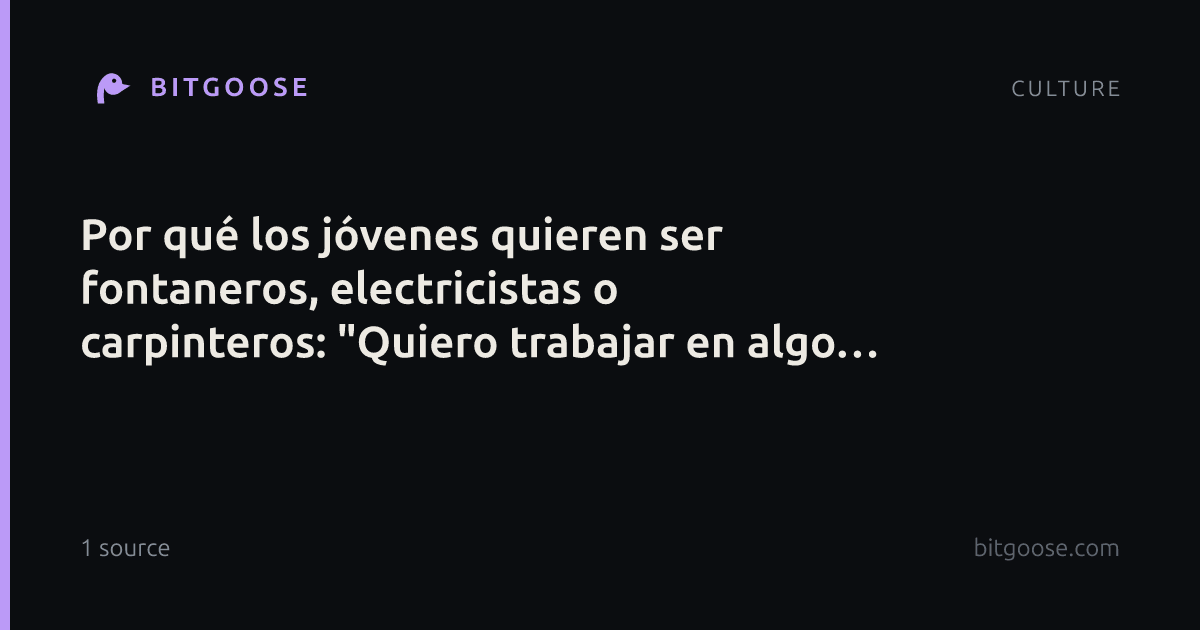 Por qué los jóvenes quieren ser fontaneros, electricistas o carpinteros: "Quiero trabajar en algo que le pueda explicar a mi abuela"