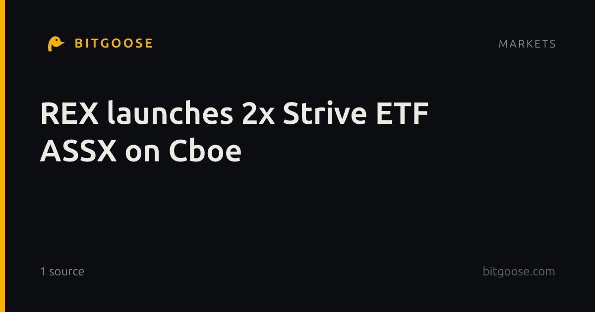 REX launches 2x Strive ETF ASSX on Cboe