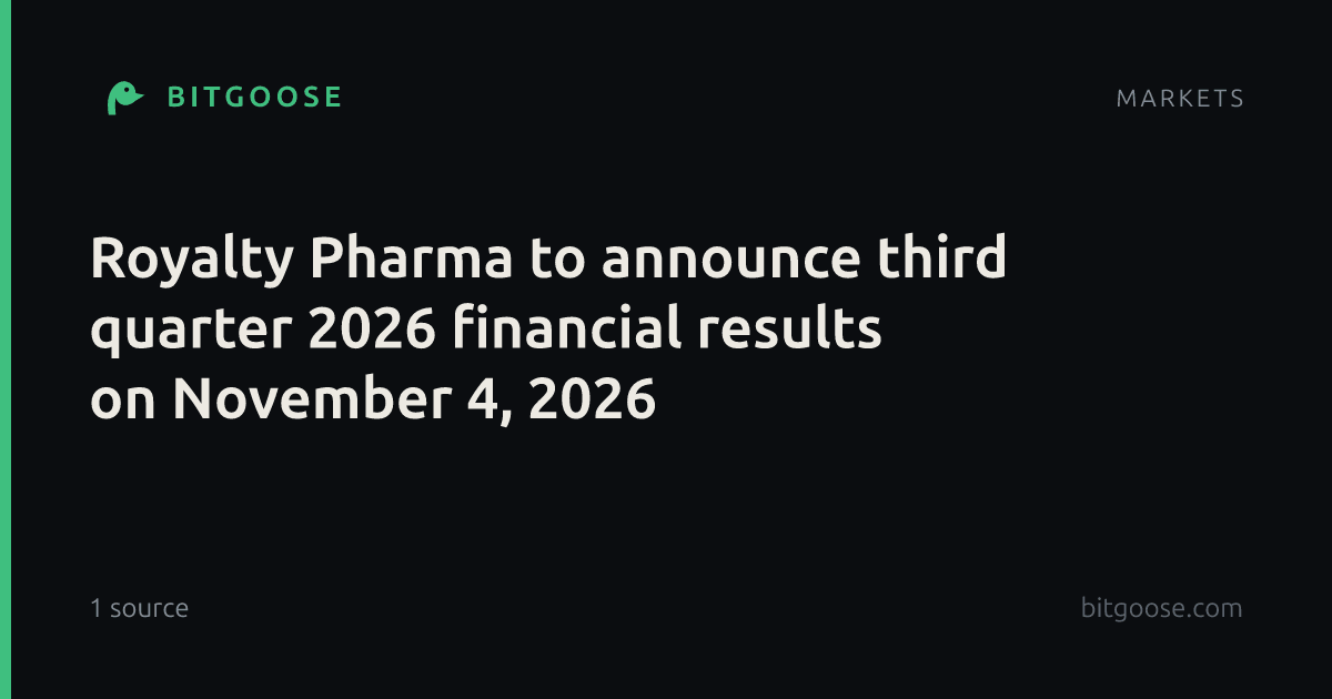 Royalty Pharma to announce third quarter 2026 financial results on November 4, 2026