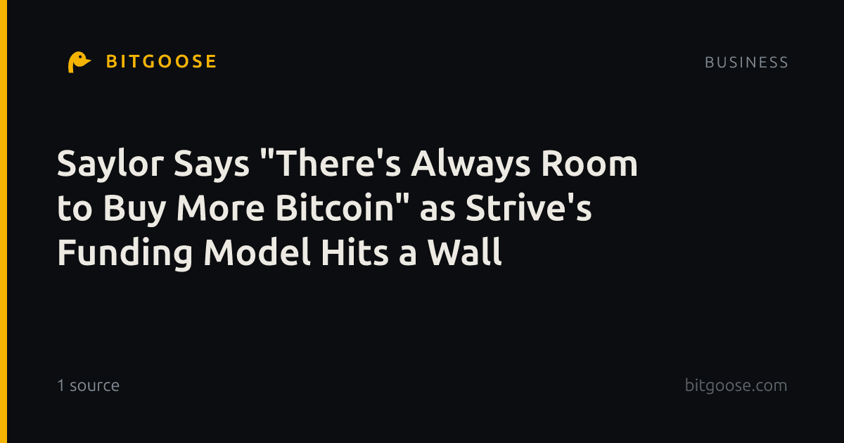 Saylor Says "There's Always Room to Buy More Bitcoin" as Strive's Funding Model Hits a Wall