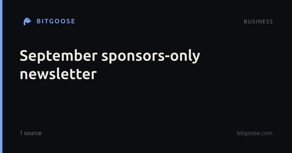 September sponsors-only newsletter