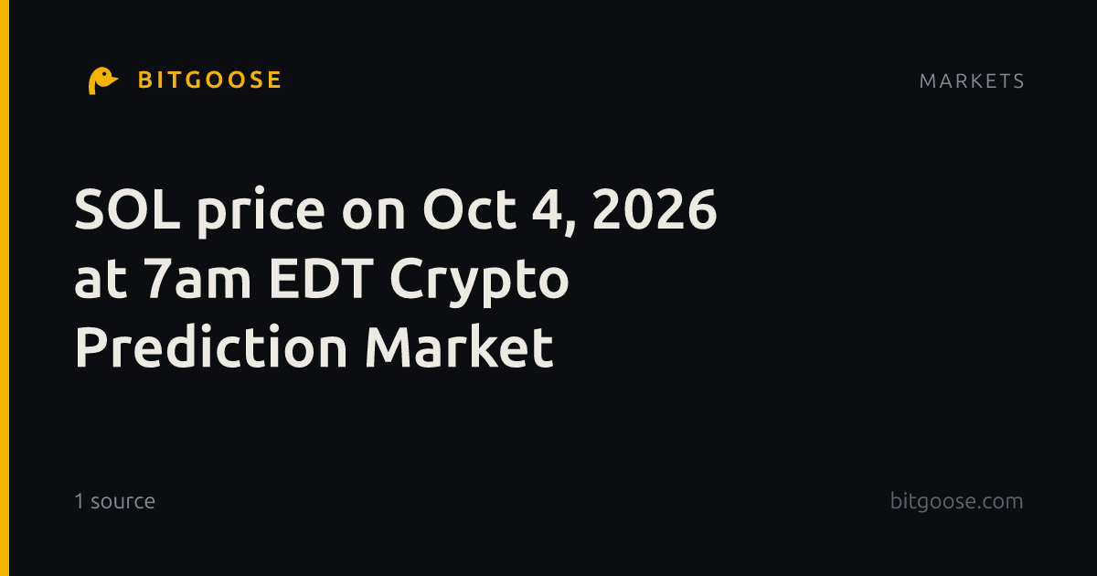 SOL price on Oct 4, 2026 at 7am EDT Crypto Prediction Market
