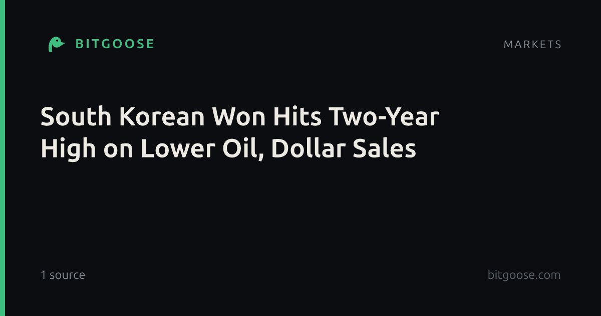 South Korean Won Hits Two-Year High on Lower Oil, Dollar Sales