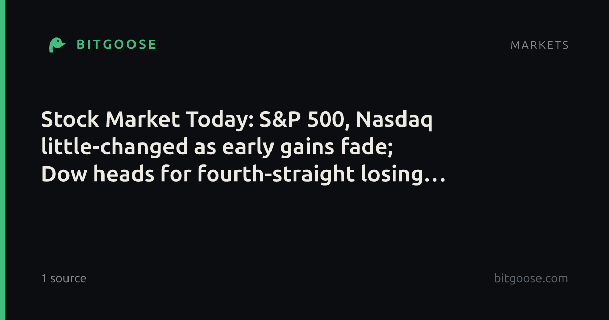 Stock Market Today: S&P 500, Nasdaq little-changed as early gains fade; Dow heads for fourth-straight losing week