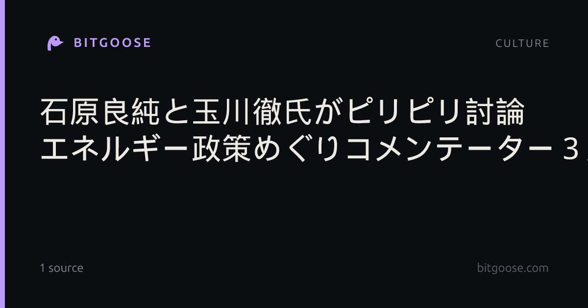 石原良純と玉川徹氏がピリピリ討論 エネルギー政策めぐりコメンテーター３人が持論展開（日刊スポーツ）