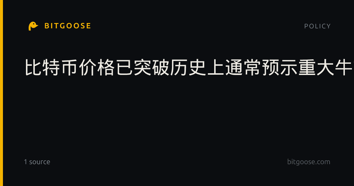 比特币价格已突破历史上通常预示重大牛市的关键阻力位