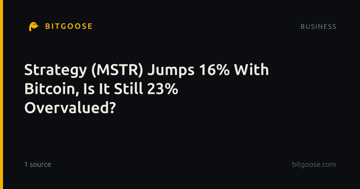 Strategy (MSTR) Jumps 16% With Bitcoin, Is It Still 23% Overvalued?