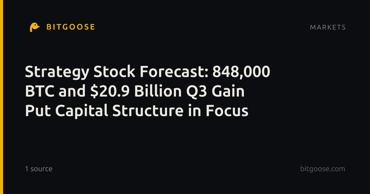 Strategy Stock Forecast: 848,000 BTC and $20.9 Billion Q3 Gain Put Capital Structure in Focus