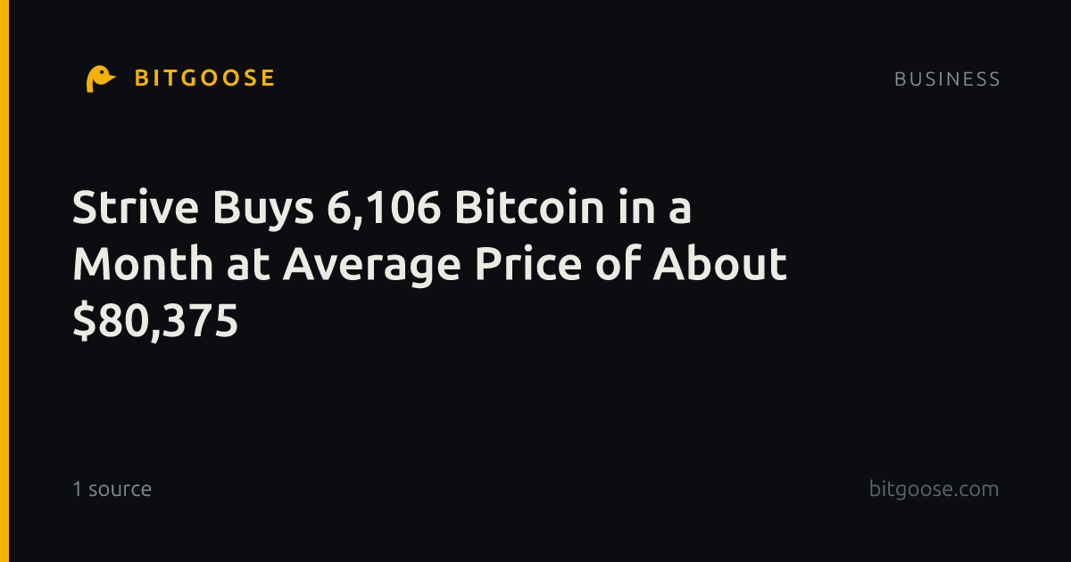Strive Buys 6,106 Bitcoin in a Month at Average Price of About $80,375