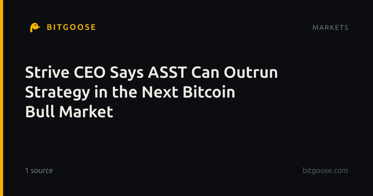 Strive CEO Says ASST Can Outrun Strategy in the Next Bitcoin Bull Market