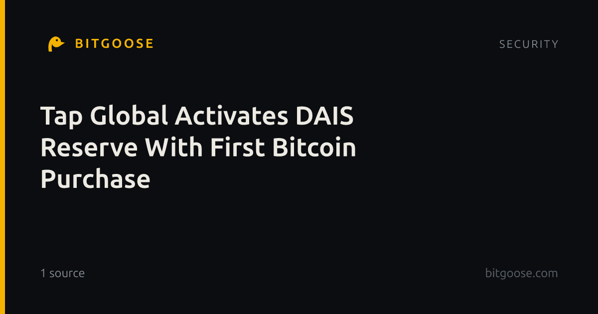 Tap Global Activates DAIS Reserve With First Bitcoin Purchase