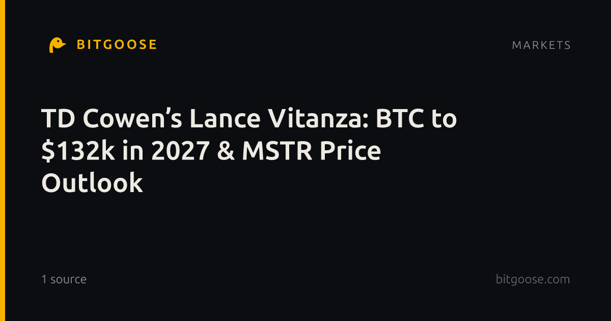 TD Cowen’s Lance Vitanza: BTC to $132k in 2027 & MSTR Price Outlook
