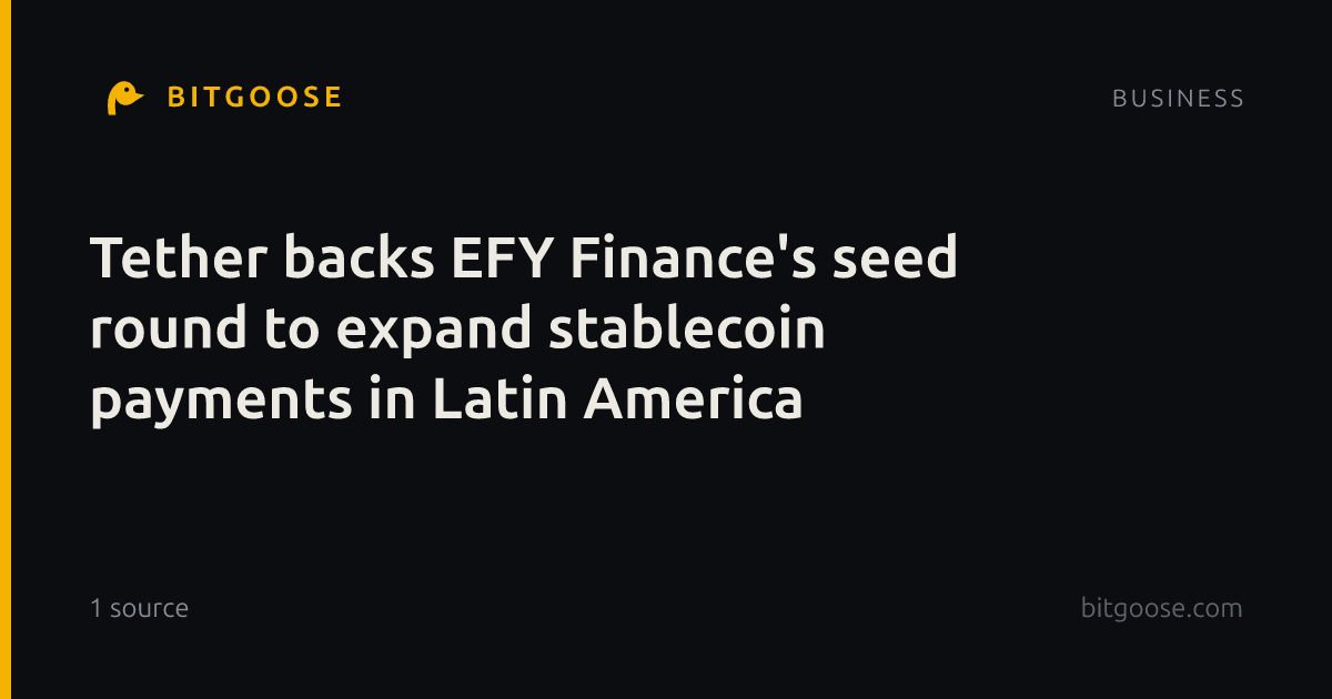 Tether backs EFY Finance's seed round to expand stablecoin payments in Latin America