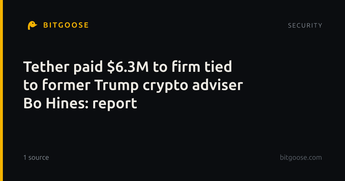 Tether paid $6.3M to firm tied to former Trump crypto adviser Bo Hines: report
