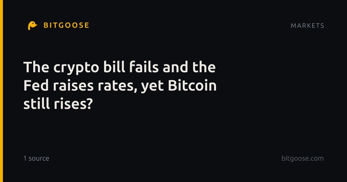 The crypto bill fails and the Fed raises rates, yet Bitcoin still rises?